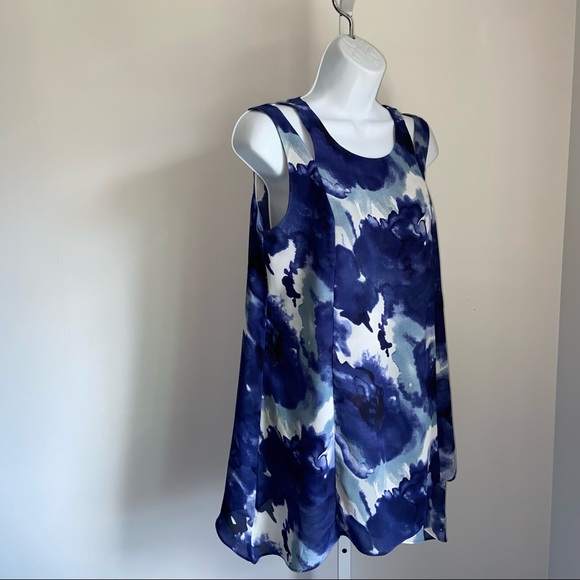 Soft Surroundings Mirabella Blue Watercolor Layered Tunic Tank Size XS - Picture 3 of 11